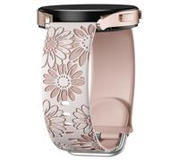 Netolo Floral Engraved Strap Compatible with Samsung Galaxy Watch 7 6 5 4 40mm 44mm for Women, 20mm Two-Tone Flower Soft Silicone Band for Galaxy Watch 6 4 Classic, 5 Pro 45mm, FE, Active 2