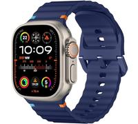 Netolo Sport Straps Compatible Apple Watch Series 10-1 Ultra 2 Strap, Silicone Band 46mm 45mm 44mm 49mm 42mm, Blue/Orange, Wavy Pattern, Breathable, Waterproof, Secure Fit, Unisex