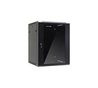 Netrack Wall Mounted Cabinet Rack 19", 18U/600mm, Black, Glass Door, Removable Side Panel