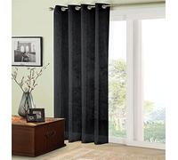 Nets At Home 1 x TRENT Plain Sheer Net Voile Curtain Panel Eyelet Ring Top Header - BLACK - 90" (229cm) Drop