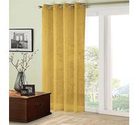 Nets At Home 1 x TRENT Plain Sheer Net Voile Curtain Panel Eyelet Ring Top Header - OCHRE - 90" (229cm) Drop