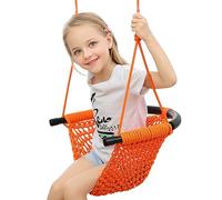 Nets Tribe Hand Knitted Toddler Swing for Kids with Adjustable Ropes, Heavy Duty Safe Rope Swing Set for Indoor, Outdoor, Playground, Tree, 200kg Load Capacity (Orange)