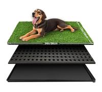 Netsekepet Dog Grass Pad with Tray, 34''X23'' Large Artificial Turf Grass Potty, Reusable Puppy Pee Pads for Dogs, Portable Dog Litter Box for Indoor/Outdoor Potty Training Toilet