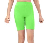 NetSetUK Girls Kids Cycling Shorts Plain Strechy Sports Dance School P.E Gym Summer Girls' Shorts Pants for Activewear Neon Green