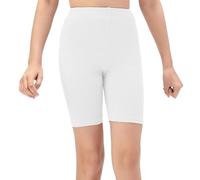 NetSetUK Girls Kids Cycling Shorts Plain Strechy Sports Dance School P.E Gym Summer Girls' Shorts Pants for Activewear White