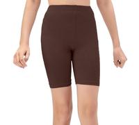 NetSetUK Girls Kids Cycling Shorts Plain Strechy Sports Dance School P.E Gym Summer Girls' Shorts Pants for Activewear Brown