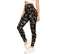 NetSetUK Halloween Women's Pumpkin Ghost Skull Scary Print High Elasticated Waistband Costume Leggings Ankle Elastic Tights Full Length Fancy Pant in Plus Size UK(8-30)