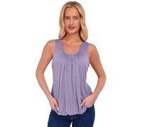 NetSetUK Women Bubble Hem Straps Vest Top Sleeveless Round Pleated Scoop Neckline Vest Summer Ladies Loose Fit Elasticated Camisole Swing Waist Top Lilac