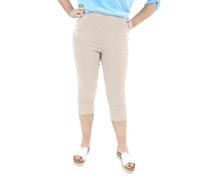 NetSetUK Women Cherry Berry Crop Capri Trouser ¾ Length Ladies Elasticated Waist Cotton Stretch Pants UK (10-24) Beige