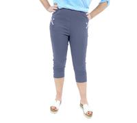 NetSetUK Women Cherry Berry Crop Capri Trouser ¾ Length Ladies Elasticated Waist Cotton Stretch Pants UK (10-24) Denim Blue
