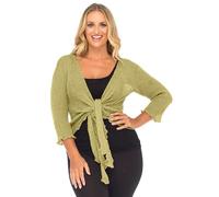 NetSetUK Women’s Fish Net Tie Up Shrug 3/4 Sleeve Fine Knitted Ladies Bolero Shrug Top Jacket Cardigan One Size Ivory
