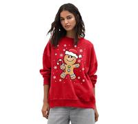NetSetUK Womens Christmas Long Sleeve Fleece Knitted Jumper Pullover Xmas Sweatshirt Mery Xmas Reindeer Printed Sizes 8-41