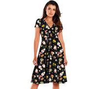 NetSetUK Womens Christmas Midi Dress Santa Xmas Reindeer Snowflake Gingerbread Tree Printed Novelty Swing Dress