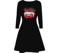 NetSetUK Women's Halloween Magic Long Sleeve Ladies Scary Pumpkin Costume with Round Neck Swing Dress
