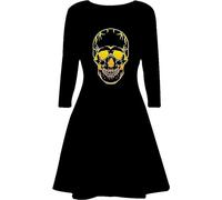 NetSetUK Women's Halloween Magic Long Sleeve Ladies Scary Pumpkin Costume with Round Neck Swing Dress