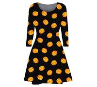 NetSetUK Women's Halloween Magic Long Sleeve Ladies Scary Pumpkin Costume with Round Neck Swing Dress