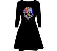 NetSetUK Women's Halloween Magic Long Sleeve Ladies Scary Pumpkin Costume with Round Neck Swing Dress