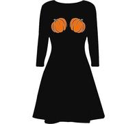 NetSetUK Women's Halloween Magic Long Sleeve Ladies Scary Pumpkin Costume with Round Neck Swing Dress