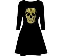 NetSetUK Women's Halloween Magic Long Sleeve Ladies Scary Pumpkin Costume with Round Neck Swing Dress