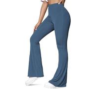 NetSetUK Womens Petite Bootcut Range Rib Knit High Waist Stretchy Tummy Control Wide Leg Bootleg Yoga Pants Palazzo Flare Trousers for Ladies Teal