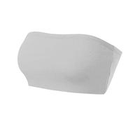NetSetUK Womens Strapless Bandeau Boob Tube Solid Seamless Vest Inner Bra Support Causal Stretchy Sleeveless Crop Tops for Ladies Summer Beach Wear Grey