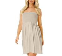 NetSetUK Women's Strapless Sheering Boob Tube Gather Oversized Plus Size Elasticated Bust Bandeau Plain Beach Summer Sleeveless Top Mini Dress for Ladies 8-22