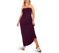 NetSetUK Women's Strapless Sheering Boob Tube Gather Oversized Plus Size Elasticated Bust Bandeau Printed Beach Summer Sleeveless Top Dress for Ladies 8-22 Wine
