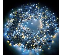 Netta 1000 LED Christmas Tree Cluster Lights, 12m Warm & Cool White | Mains Powered, Micro LED Cluster String Lights, Timer, Memory, 8 Flash Modes, Waterproof, Indoor/Outdoor Use, Green Cable