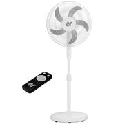 NETTA 16 Inch Pedestal Fan with Remote Control - 40W Oscillating Standing Floor Fan with 7-Hour Timer & 3 Speed Settings - 1.3m Adjustable Height Electric Fan for Bedroom & Home Office - White
