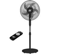 NETTA 16 Inch Pedestal Fan with Remote Control - 40W Oscillating Standing Floor Fan with 7-Hour Timer & 3 Speed Settings - 1.3m Adjustable Height Electric Fan for Bedroom & Home Office - Black