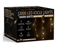 NETTA 2000 Led Icicle Lights 60M Indoor/outdoor Christmas Lights With White Cable - Warm White