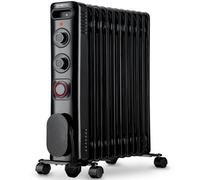Netta 2500W Oil Filled Radiator With 24 Hour Timer, Thermostat, 3 Power Settings, 11 Fin - Black