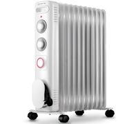 Netta 2500W Oil Filled Radiator With 24 Hour Timer, Thermostat, 3 Power Settings, 11 Fin - White