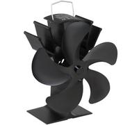 Netta 5 Blade Heat-Powered Fireplace Stove Fan Silent Operation - Black