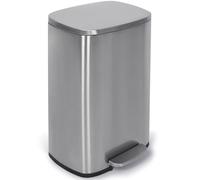 NETTA 50L Kitchen Bin - Large Stainless Steel Pedal Bin with Soft Close Lid & Inner Bucket - Smudge Resistant Rubbish Bin - Brushed Steel Waste Bin for Home, Office & Living Room - Silver