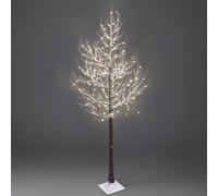 NETTA 5FT Birch Twig Tree with 120 Warm White LED Lights, Snow Effect, Auto-Off Timer and 8 Lighting Modes, 3M Power Cable, Suitable for Indoor or Outdoor Use - Brown