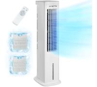 NETTA 5L Evaporative Air Cooler with Remote & 2 Ice Packs - 55W Portable Tower Fan - High Powered 3 Fan Speeds and 3 Modes - 7 Hour Timer, Humidifier Setting & Auto Oscillation - Fan for Home & Office