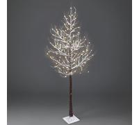NETTA 6FT Birch Twig Tree with 160 Warm White LED Lights, Snow Effect, Auto-Off Timer and 8 Lighting Modes, 3M Power Cable, Suitable for Indoor or Outdoor Use - Brown