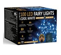 Netta Battery Operated 100 Led 10M Christmas Tree Fairy Lights With Timer - Cool White