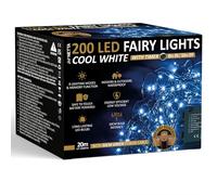 NETTA Battery Operated 200 LED 20M Christmas Tree Fairy Lights with Timer - 8 Different Mode String Lights for Outdoor & Indoor Use - Cool White