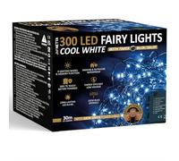 NETTA Battery Operated 300 LED 30M Christmas Tree Fairy Lights with Timer - 8 Different Mode String Lights for Outdoor & Indoor Use - Cool White