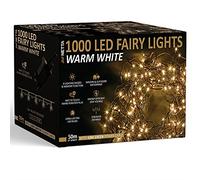 NETTA Christmas Tree Fairy Lights 1000 LED 50m Warm White with 8 Different Modes; for Outdoor & Indoor Use, Plug in Xmas Party Decorations - 1000 LED/ 50M Lit-Length
