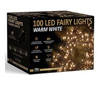 NETTA Christmas Tree Fairy Lights - 10M 100 LED Mains Powered, Waterproof Outdoor String Light, 8 Modes Plug in Lighting Outside Indoor & Outdoor Garden Xmas Decorations - Warm White