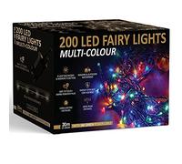 NETTA Christmas Tree Fairy Lights - 20M 200 LED Mains Powered, Waterproof Outdoor String Light, 8 Modes Plug in Lighting Outside Indoor & Outdoor Garden Xmas Decorations - Multicolour