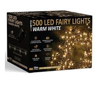 NETTA Christmas Tree Fairy Lights - 50M 500 LED Mains Powered, Waterproof Outdoor String Light, 8 Modes Plug in Lighting Outside Indoor & Outdoor Garden Xmas Decorations - Warm White