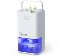 NETTA Dehumidifiers for Home Damp 1400ml Dehumidifier with Ultra Quiet & Auto Shut off 3 Colorful LED, 24Hr Timer Portable Mini Dehumidifier for Wardrobe Bathroom Closet - White