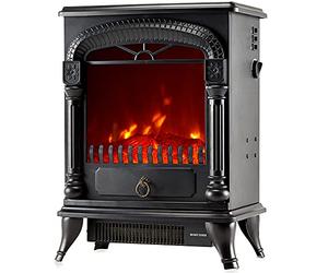 NETTA Electric Fireplace Stove Heater with Log Wood Burner Effect - With Fire Flame Effect, Arch Design, Freestanding Portable, Wood Burning LED Light - 1750-1950 watts