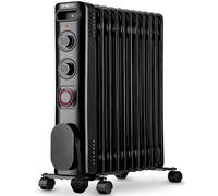 NETTA Electric Oil Filled Radiator 2500W, Portable Heater with Thermostat & 24 Hour Timer, 3 Power Settings, 11 Fin - Black