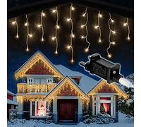 NETTA Icicle Lights Outdoor Christmas 360 LED 10m Lit Length, Warm White LED Icicle Fairy House Lights with Memory, 8 Hours On Timer, 8 Lighting Modes, Mains Powered - 360 LED, Warm White