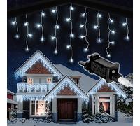 NETTA Icicle Outdoor Christmas Lights 30m/98ft, 1000LED, Cool White | Waterproof, Timer, Memory, 8 Modes, Plug in, Fairy House String Lights for Xmas Decor, Roofline, Porch, Storefront & Windows